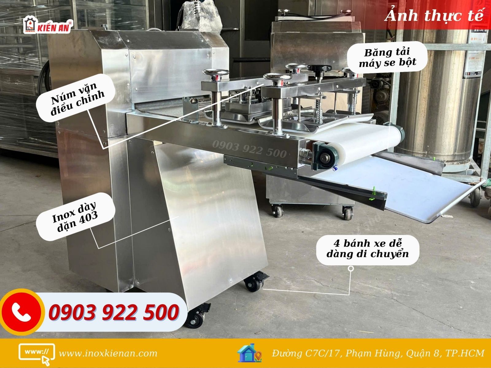 Ảnh thực tế của máy se bột 1 băng tải 