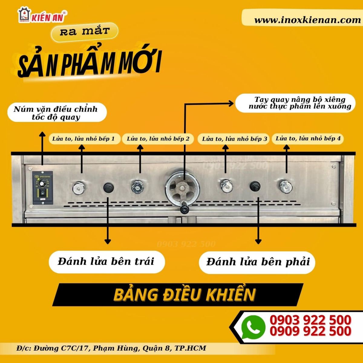 Bảng điều khiển của lò nướng gà vịt Kiến An