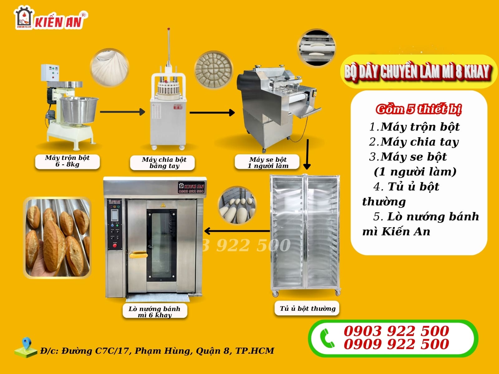 Bộ dây chuyền làm bánh mì 8 khay