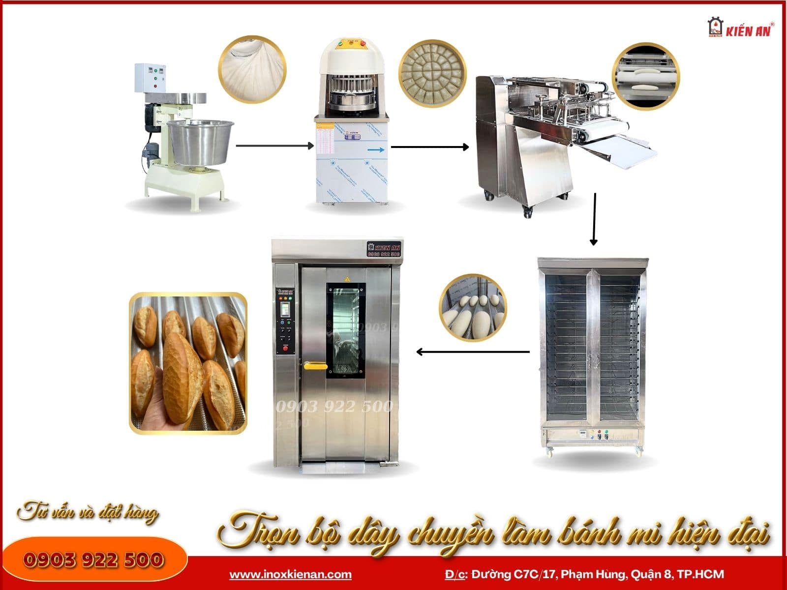 Bộ dây chuyền làm bánh mì hiện đại