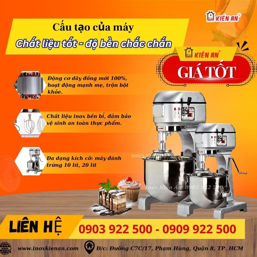 Cấu tạo của máy đánh trứng 10 lít bền bỉ, chắc chắn
