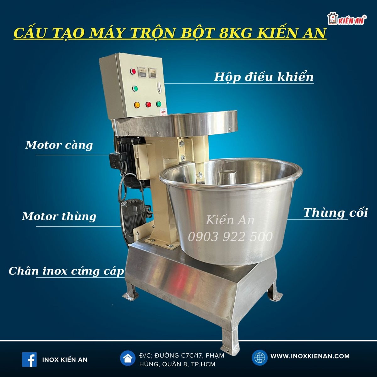 Cấu tạo chi tiết của máy trộn bột Kiến An