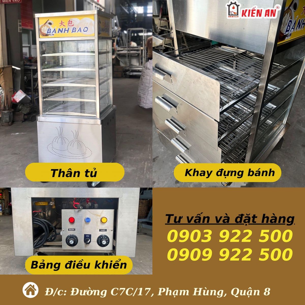 cấu tạo chi tiết của tủ trưng bày và giữ nóng bánh bao