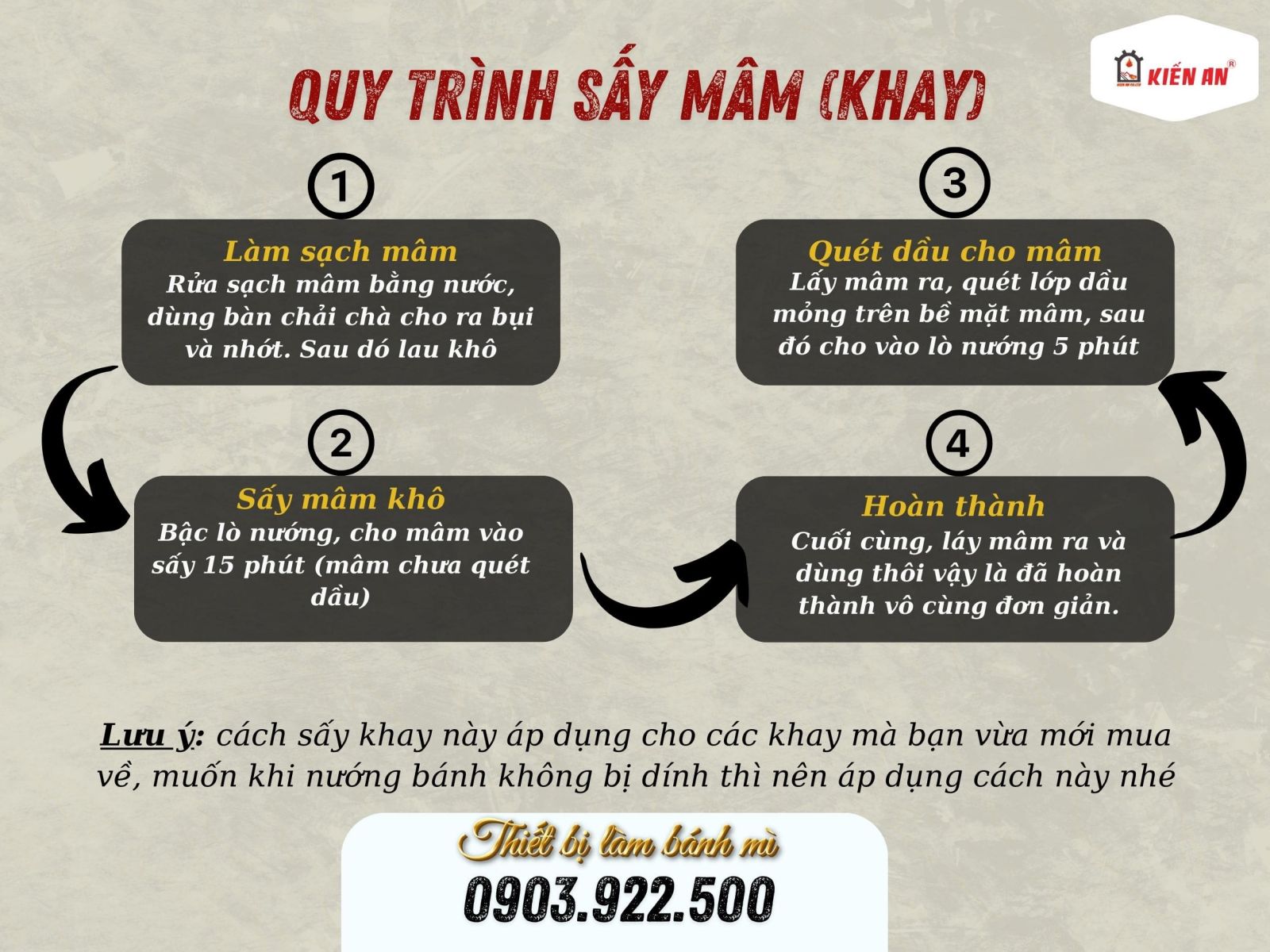 Công đoạn sấy khay nướng bánh mì không bi dính