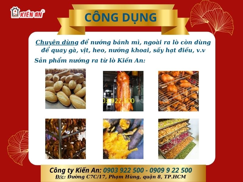 Công dụng và kích cỡ của lò nướng bánh mì xoay Kiến An