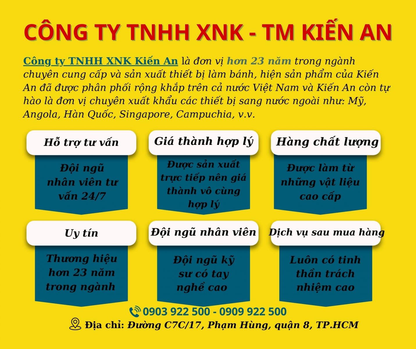 Kiến An - Thương hiệu hơn 23 năm trong ngành chuyên sản xuất thiết bị làm bánh
