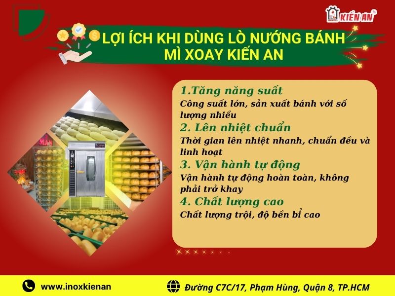 Lợi ích khi dùng lò nướng bánh mì xoay Kiến An