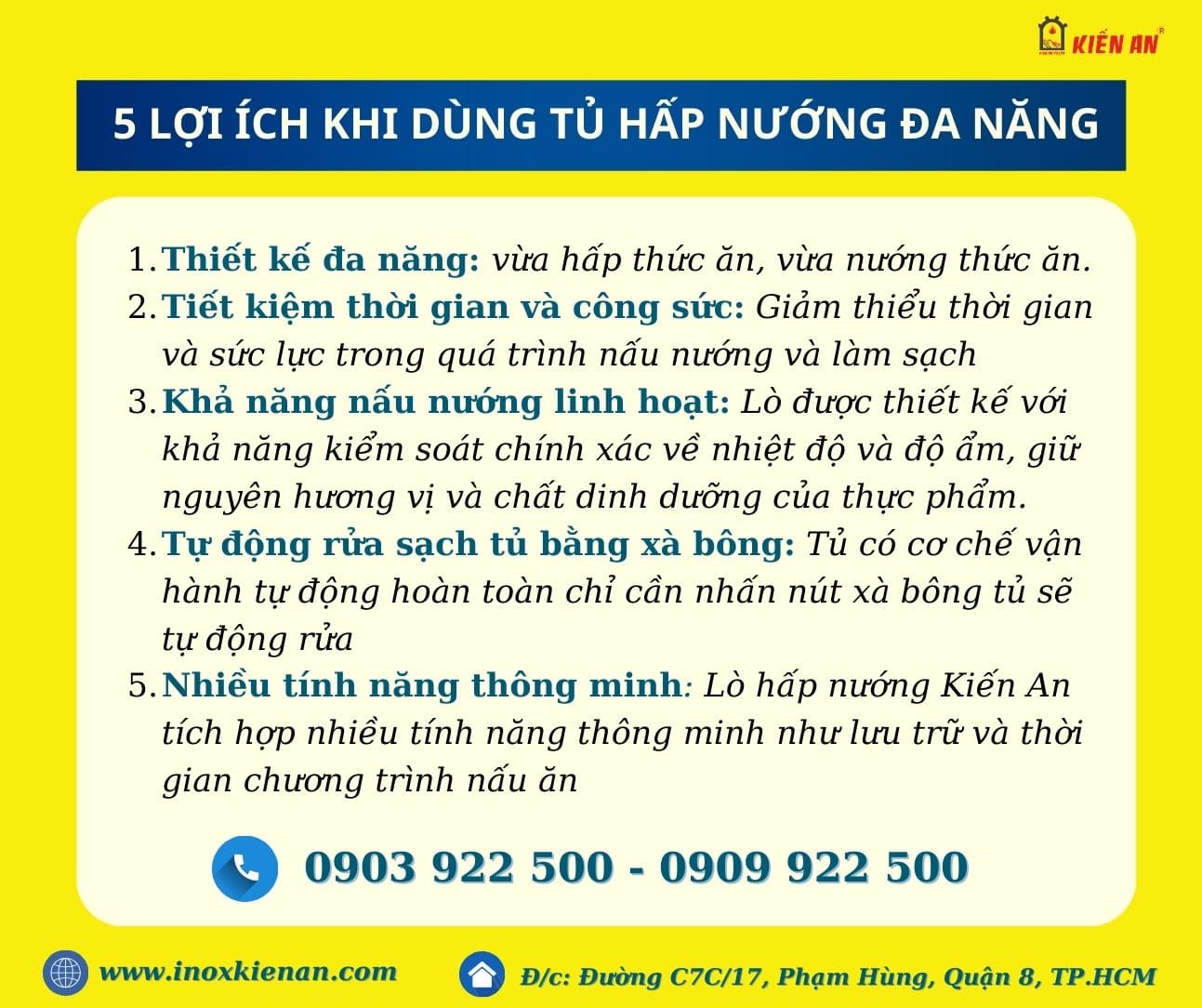 Lợi ích thiết thực của tủ hấp nướng đa năng mang lại