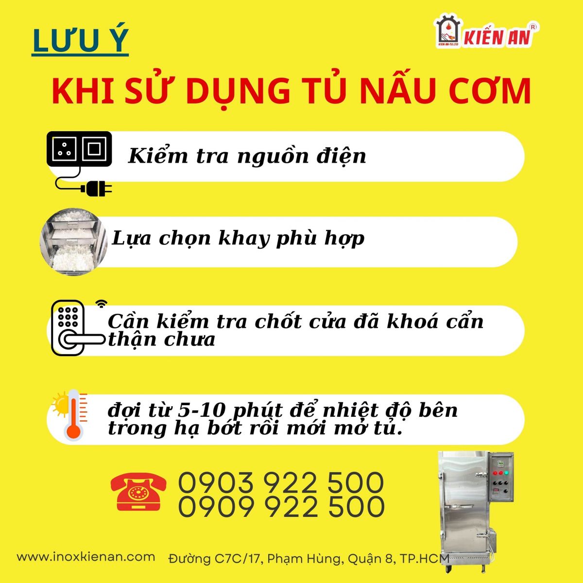 Lưu ý khi sử dụng tủ nấu cơm 8 khay