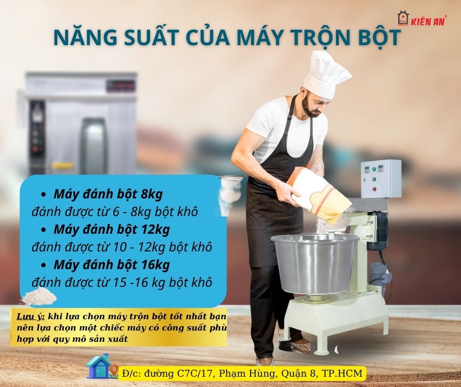 Năng suất của máy trộn bột