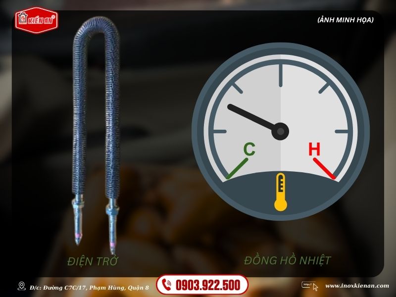 Hình ảnh điện trở và đồng hồ nhiệt (ảnh minh họa)