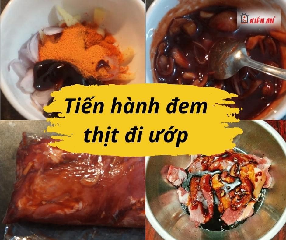 Tiến hành đem thịt đi ướp 