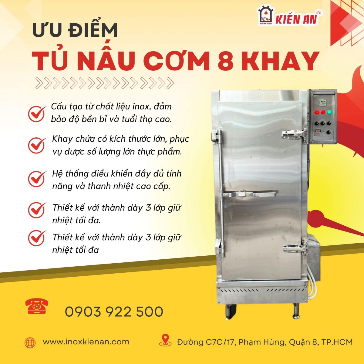 Ưu điểm của tủ nấu cơm 8 khay