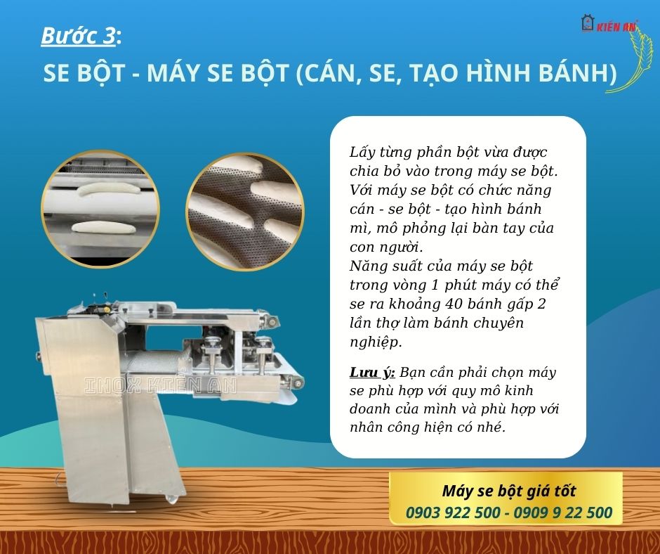 Cán, se bột, tạo hình bánh mì - với máy se bột