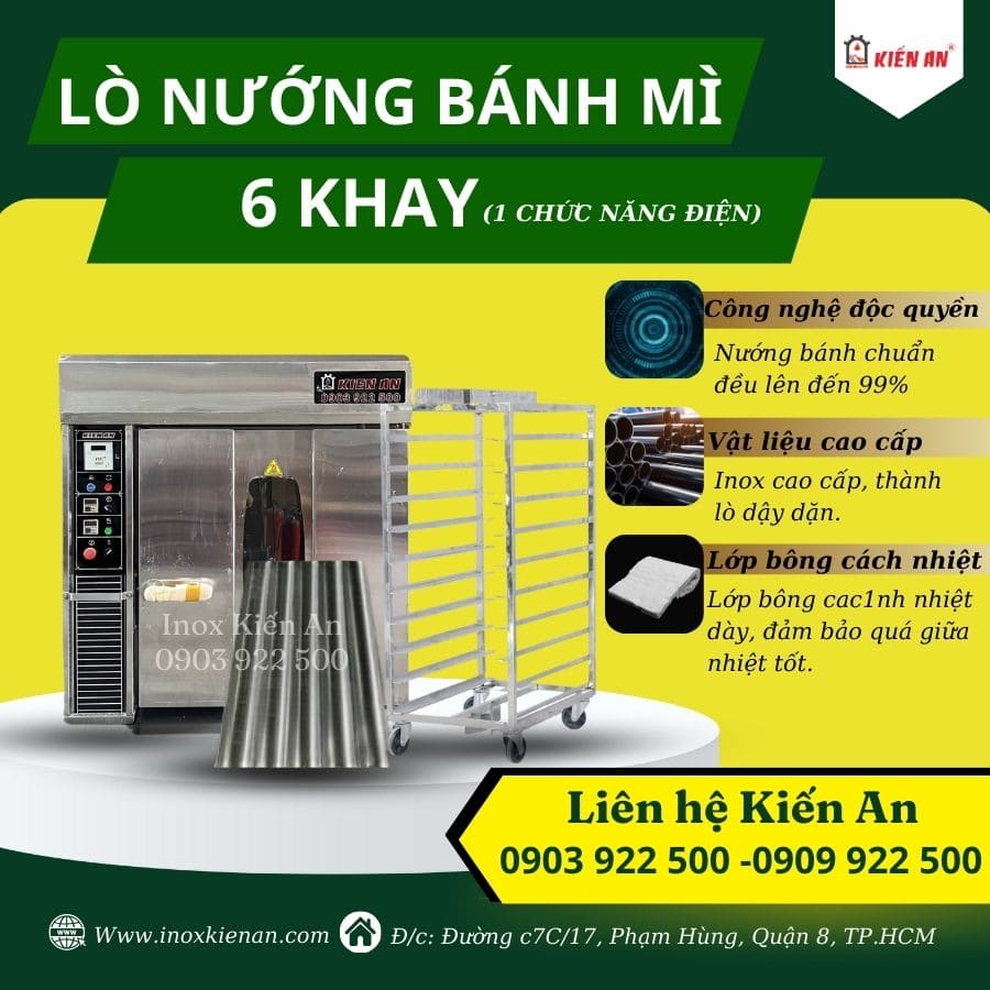Cấu tạo bên ngoài của lò xoay Kiến An 6 khay 