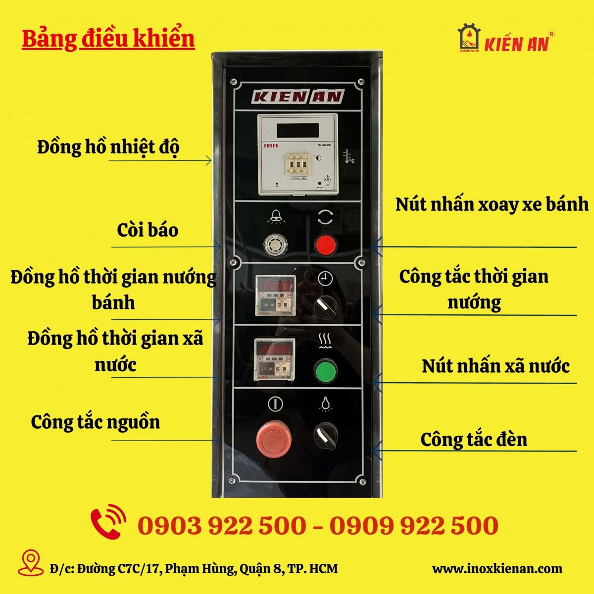 Cấu tạo của lò xoay điện 12 khay Kiến An