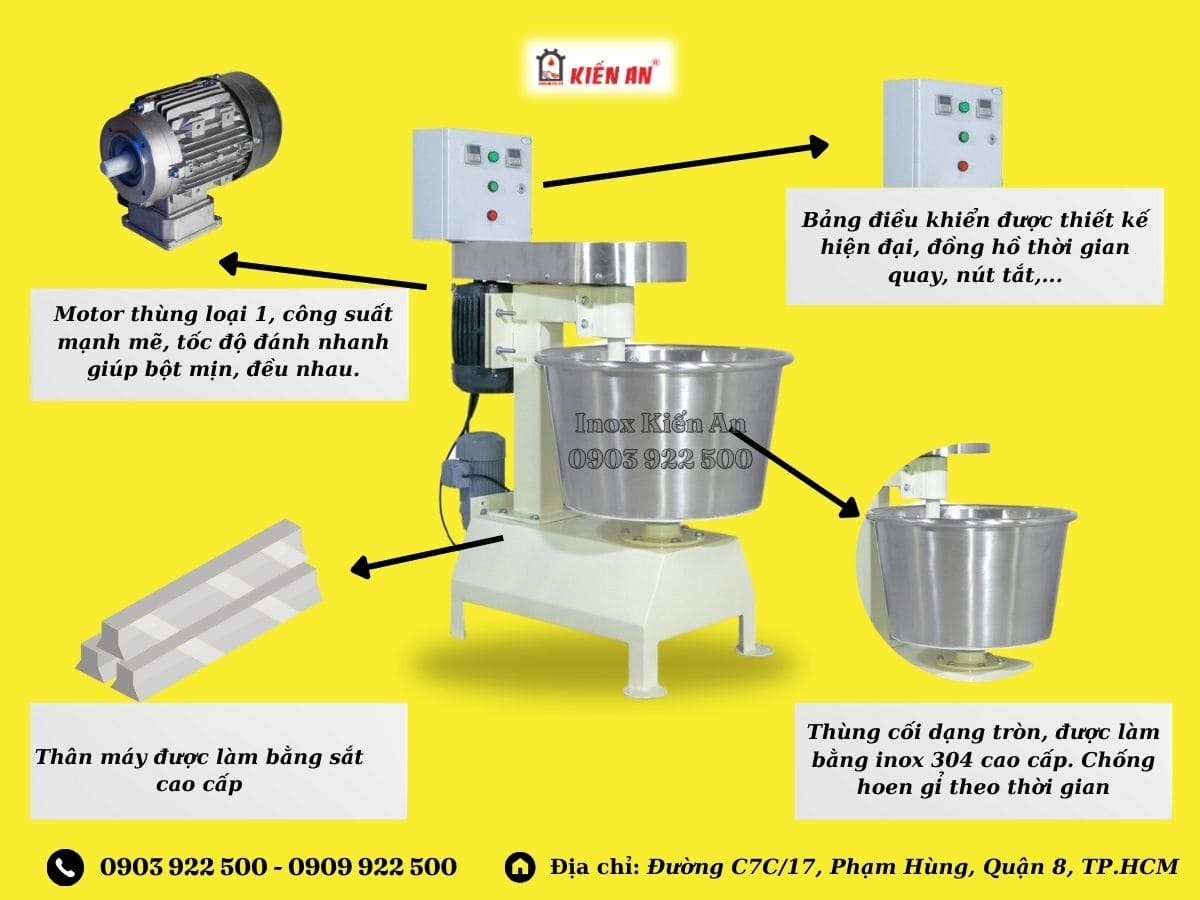 Cấu tạo của máy đánh bột bánh mì