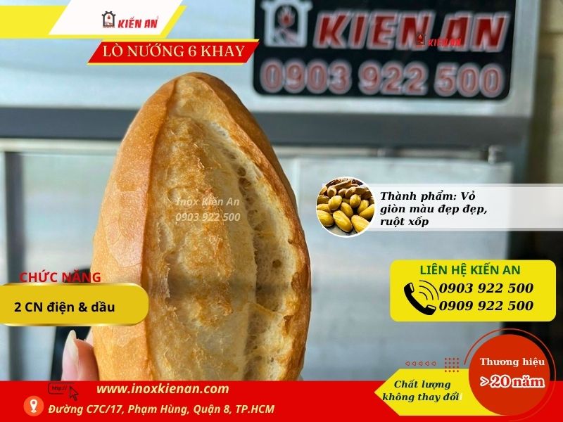 Công dụng của lò nướng bánh mì xoay 6 khay điện dầu kiến an