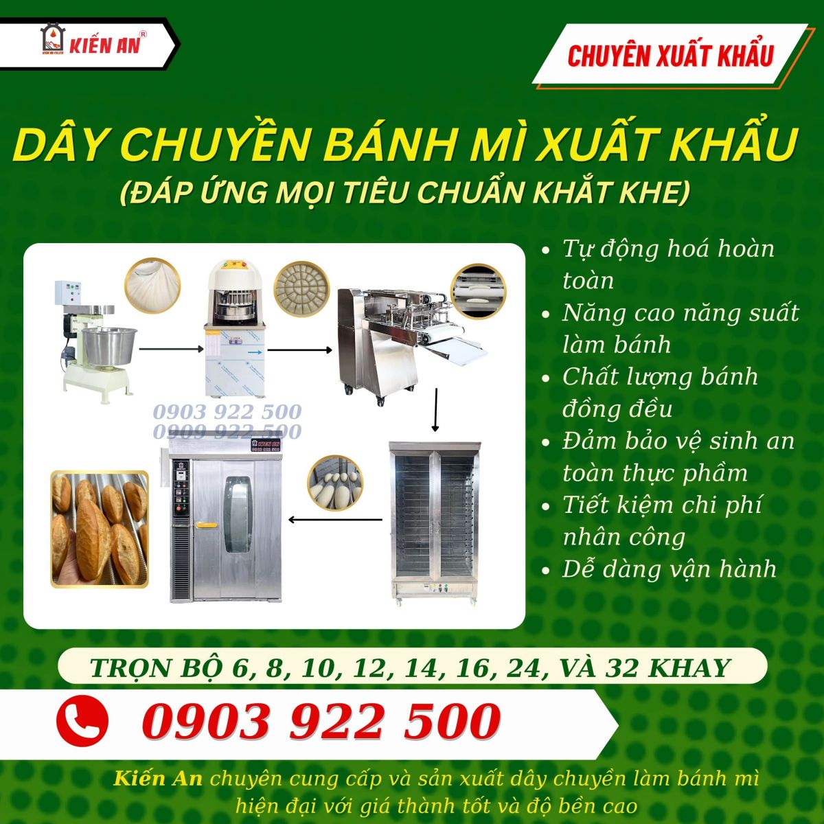 Dây chuyền bánh mì xuất khẩu - đáp ứng mọi tiêu chuẩn khắt khe