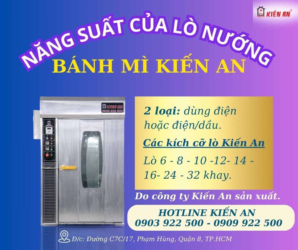 Lò nướng Kiến An có bao nhiêu kích cỡ, năng suất của lò