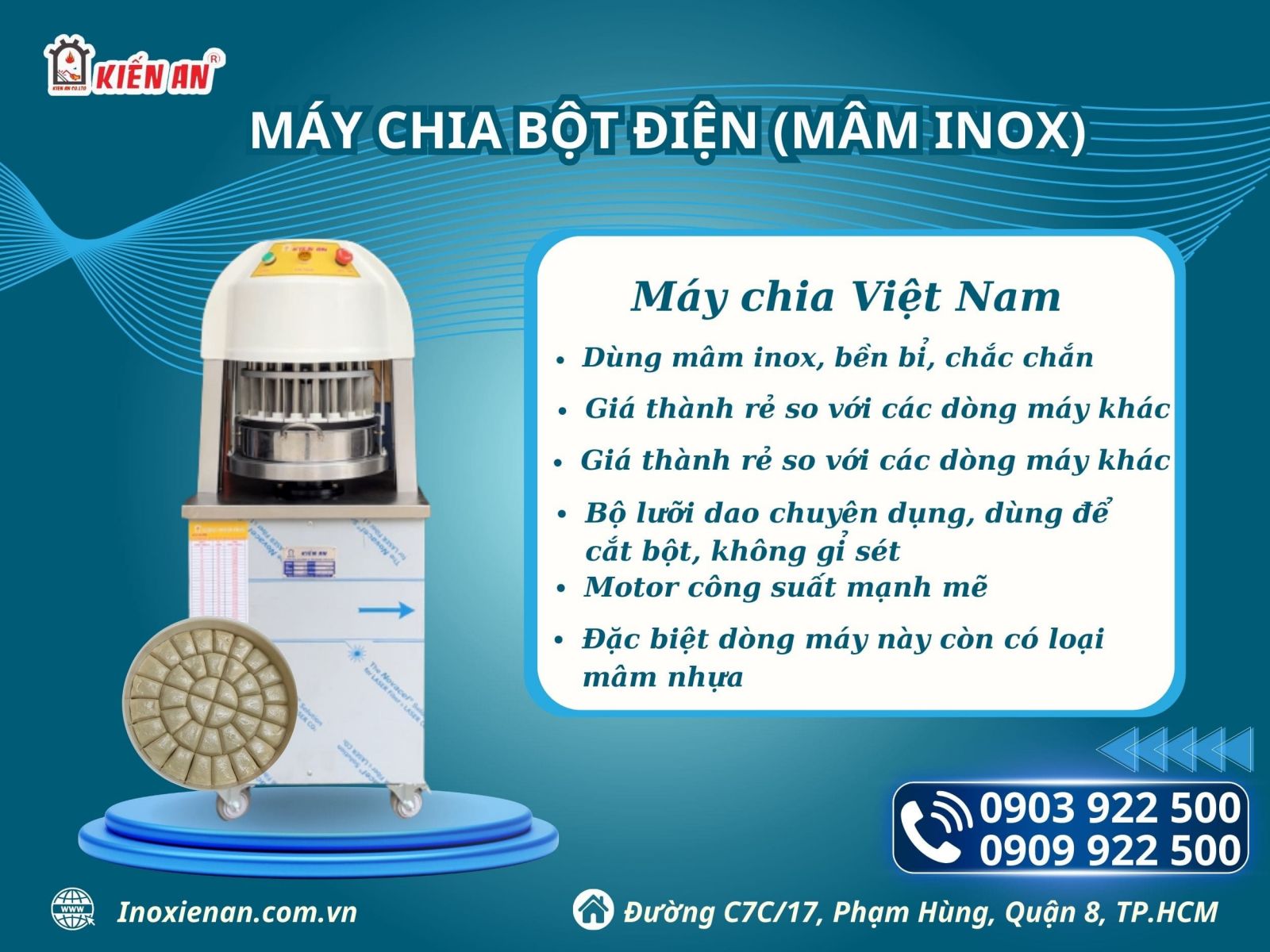 Máy chia bột bằng điện(dùng mâm inox).