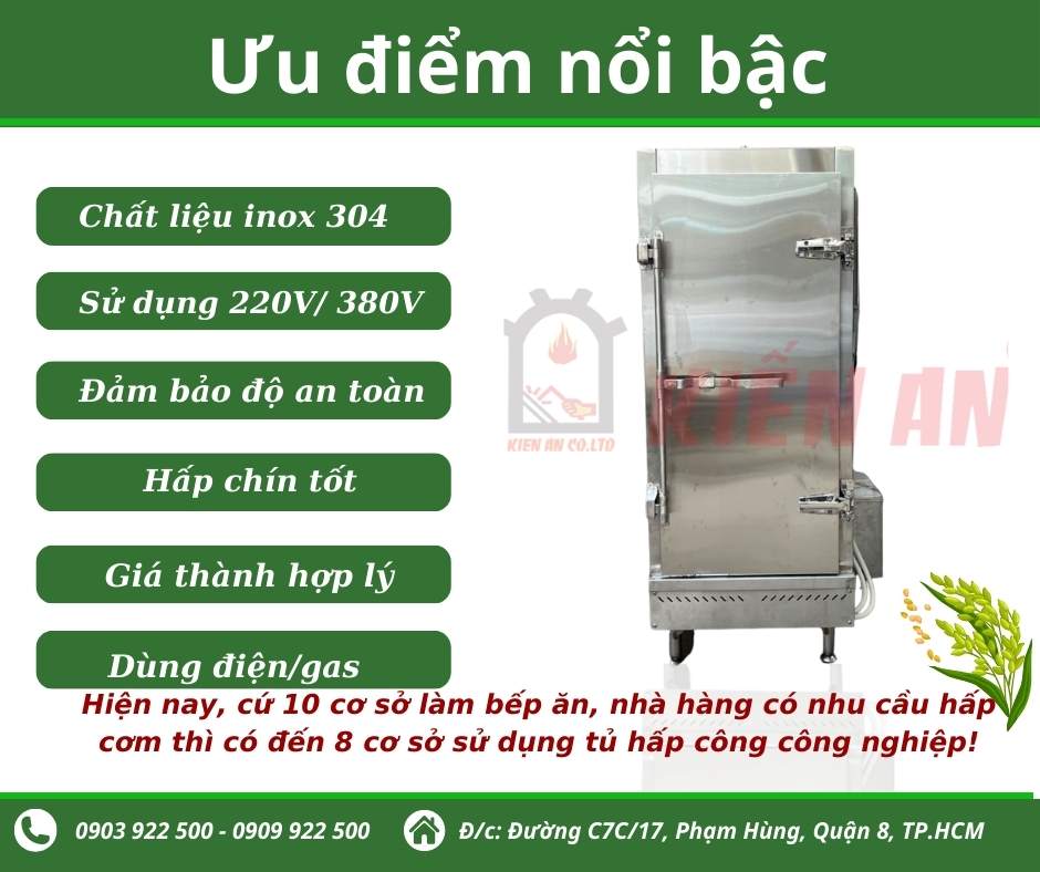 Ưu điểm nổi bậc của tủ hấp cơm công nghiệp