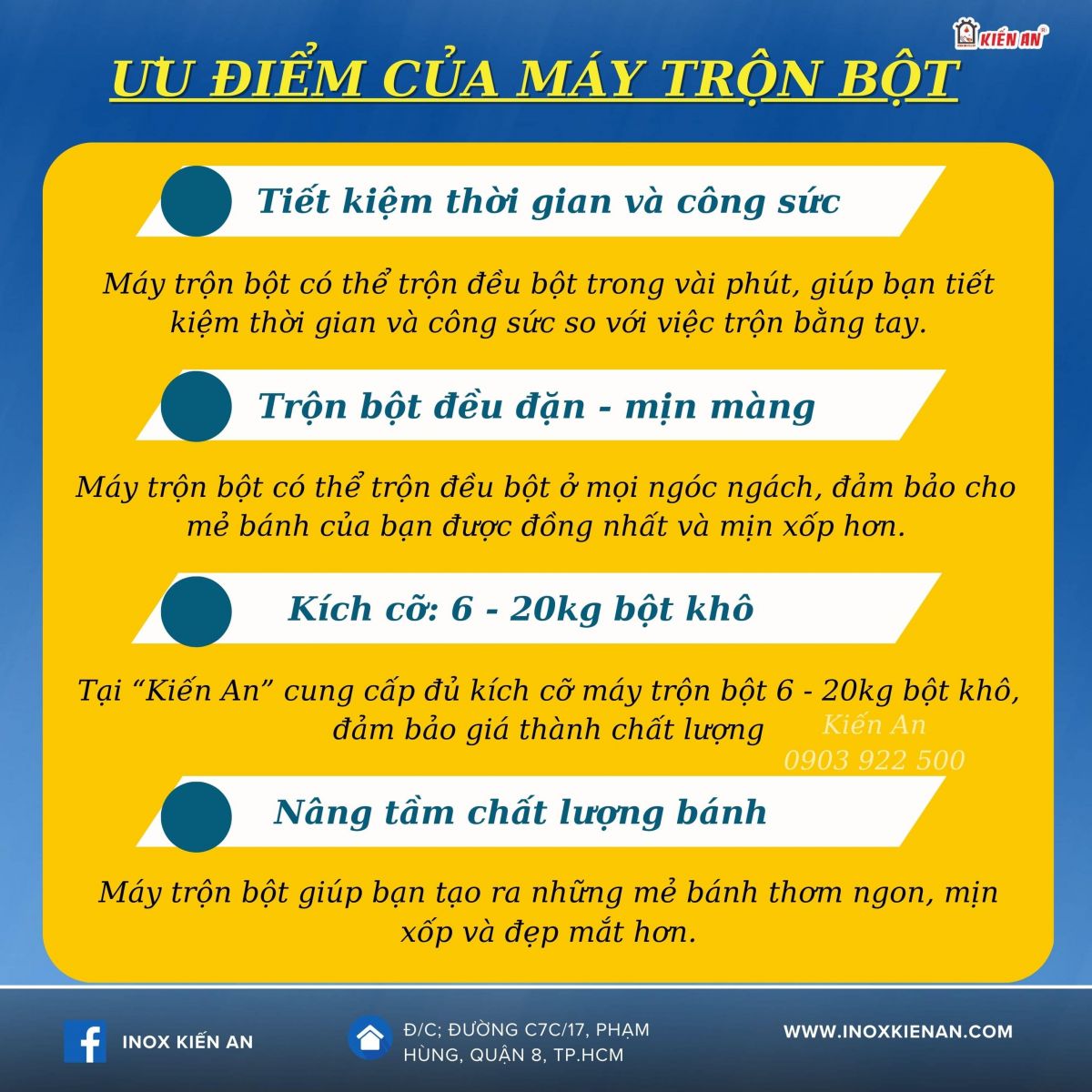 Ưu điểm của máy trộn bột Kiến An